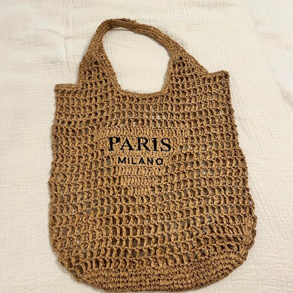 NEIMAN MARCUS Paris Milano Straw Beach Bag - Picture 2 of 5